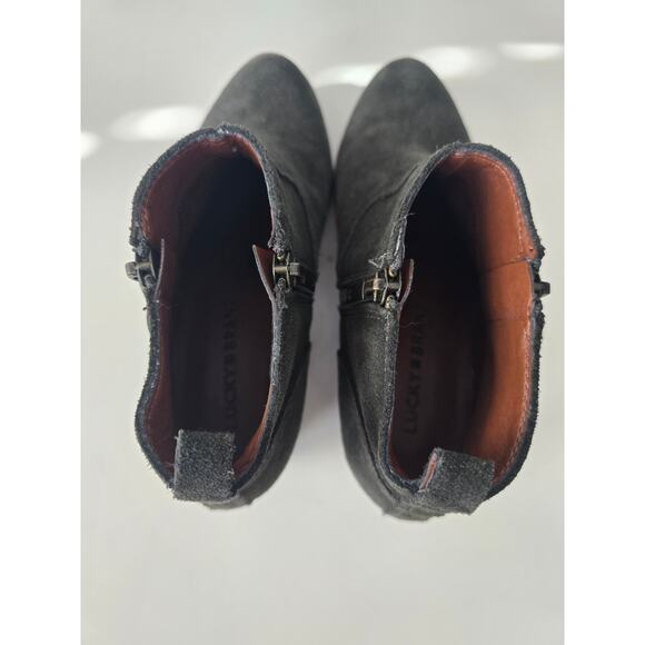 Lucky Brand Suede Ankle Boots Women 6M Gray Side Zip Leather Upper Booties - Picture 5 of 8